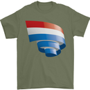 Curled Netherlands Flag Holland Dutch Day Football Mens T-Shirt 100% Cotton Military Green