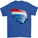 Curled Netherlands Flag Holland Dutch Day Football Mens T-Shirt 100% Cotton Royal Blue
