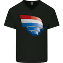 Curled Netherlands Flag Holland Dutch Day Football Mens V-Neck Cotton T-Shirt Black