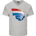 Curled Netherlands Flag Holland Dutch Day Football Mens V-Neck Cotton T-Shirt Sports Grey