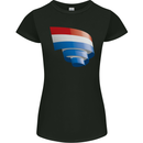 Curled Netherlands Flag Holland Dutch Day Football Womens Petite Cut T-Shirt Black