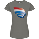 Curled Netherlands Flag Holland Dutch Day Football Womens Petite Cut T-Shirt Charcoal