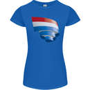 Curled Netherlands Flag Holland Dutch Day Football Womens Petite Cut T-Shirt Royal Blue