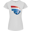 Curled Netherlands Flag Holland Dutch Day Football Womens Petite Cut T-Shirt White