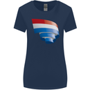 Curled Netherlands Flag Holland Dutch Day Football Womens Wider Cut T-Shirt Navy Blue