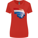 Curled Netherlands Flag Holland Dutch Day Football Womens Wider Cut T-Shirt Red