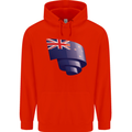 Curled New Zealand Flag Zealander Kiwi Day Childrens Kids Hoodie Bright Red