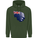 Curled New Zealand Flag Zealander Kiwi Day Childrens Kids Hoodie Forest Green