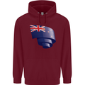 Curled New Zealand Flag Zealander Kiwi Day Childrens Kids Hoodie Maroon