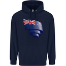 Curled New Zealand Flag Zealander Kiwi Day Childrens Kids Hoodie Navy Blue