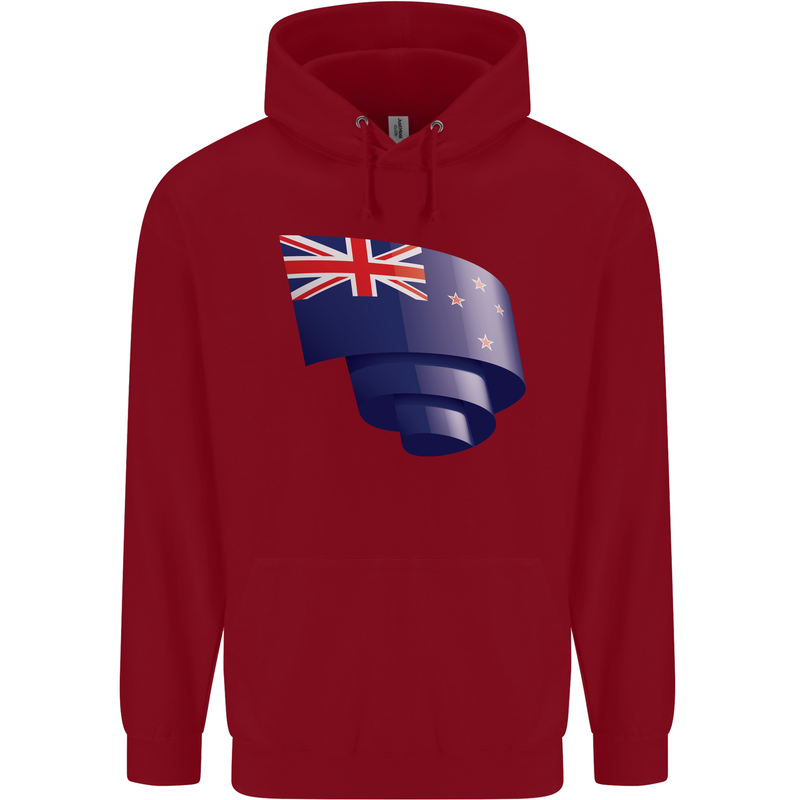 Curled New Zealand Flag Zealander Kiwi Day Childrens Kids Hoodie Red