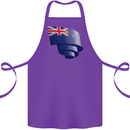 Curled New Zealand Flag Zealander Kiwi Day Cotton Apron 100% Organic Purple