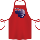 Curled New Zealand Flag Zealander Kiwi Day Cotton Apron 100% Organic Red