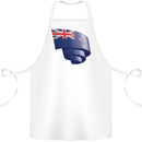 Curled New Zealand Flag Zealander Kiwi Day Cotton Apron 100% Organic White