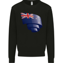 Curled New Zealand Flag Zealander Kiwi Day Kids Sweatshirt Jumper Black