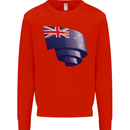 Curled New Zealand Flag Zealander Kiwi Day Kids Sweatshirt Jumper Bright Red