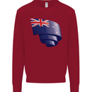 Curled New Zealand Flag Zealander Kiwi Day Kids Sweatshirt Jumper Red