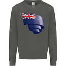 Curled New Zealand Flag Zealander Kiwi Day Kids Sweatshirt Jumper Storm Grey