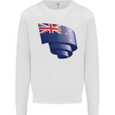 Curled New Zealand Flag Zealander Kiwi Day Kids Sweatshirt Jumper White