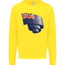 Curled New Zealand Flag Zealander Kiwi Day Kids Sweatshirt Jumper Yellow