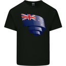 Curled New Zealand Flag Zealander Kiwi Day Kids T-Shirt Childrens Black