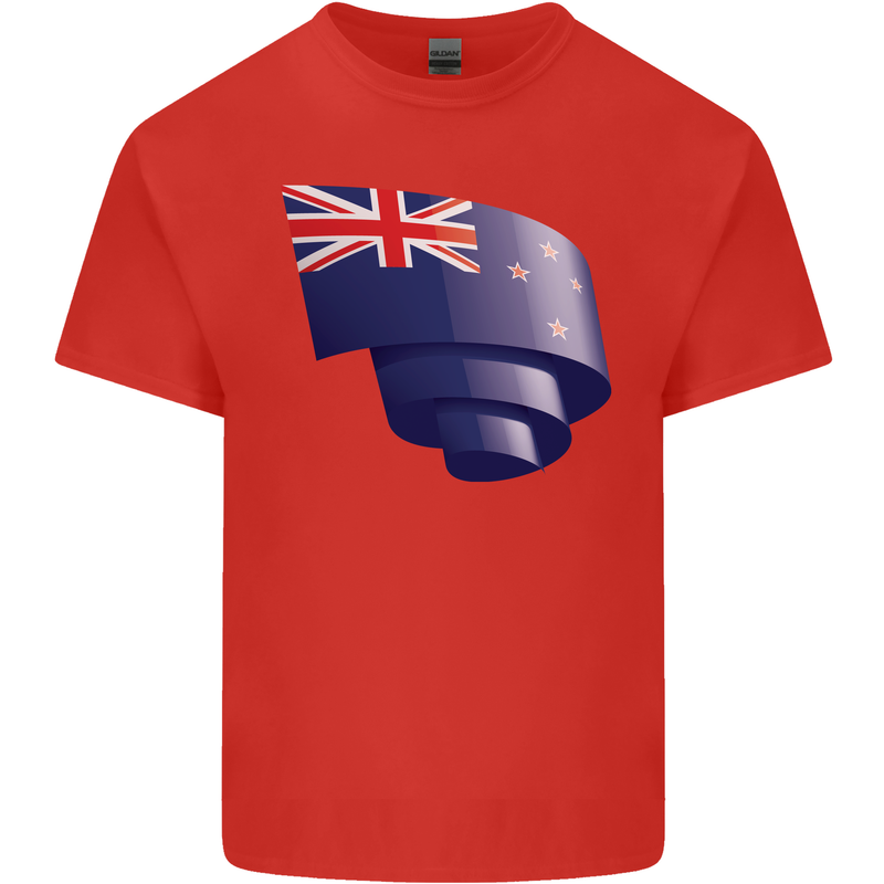 Curled New Zealand Flag Zealander Kiwi Day Kids T-Shirt Childrens Red