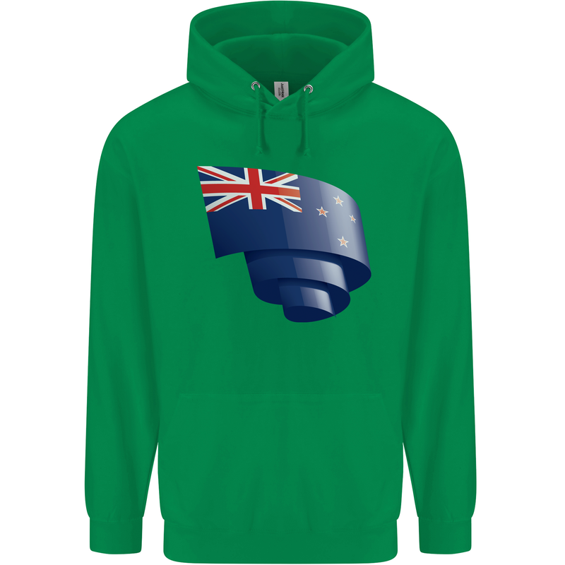 Curled New Zealand Flag Zealander Kiwi Day Mens 80% Cotton Hoodie Irish Green