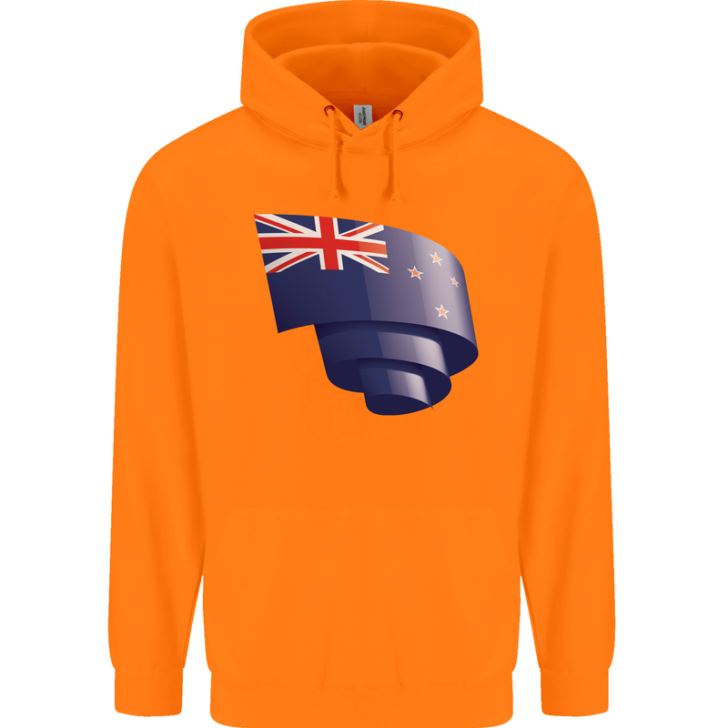 Curled New Zealand Flag Zealander Kiwi Day Mens 80% Cotton Hoodie Orange