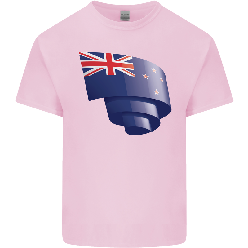 Curled New Zealand Flag Zealander Kiwi Day Mens Cotton T-Shirt Tee Top Light Pink