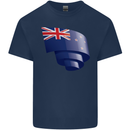 Curled New Zealand Flag Zealander Kiwi Day Mens Cotton T-Shirt Tee Top Navy Blue