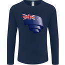 Curled New Zealand Flag Zealander Kiwi Day Mens Long Sleeve T-Shirt Navy Blue