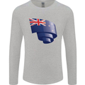 Curled New Zealand Flag Zealander Kiwi Day Mens Long Sleeve T-Shirt Sports Grey