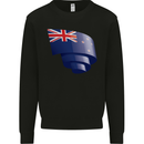 Curled New Zealand Flag Zealander Kiwi Day Mens Sweatshirt Jumper Black