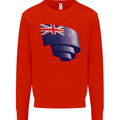 Curled New Zealand Flag Zealander Kiwi Day Mens Sweatshirt Jumper Bright Red