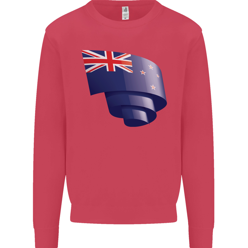 Curled New Zealand Flag Zealander Kiwi Day Mens Sweatshirt Jumper Heliconia