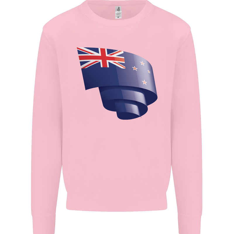 Curled New Zealand Flag Zealander Kiwi Day Mens Sweatshirt Jumper Light Pink