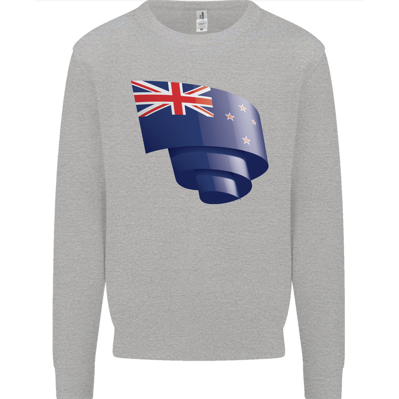 Curled New Zealand Flag Zealander Kiwi Day Mens Sweatshirt Jumper Sports Grey