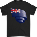 Curled New Zealand Flag Zealander Kiwi Day Mens T-Shirt 100% Cotton Black