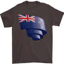 Curled New Zealand Flag Zealander Kiwi Day Mens T-Shirt 100% Cotton Dark Chocolate
