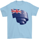 Curled New Zealand Flag Zealander Kiwi Day Mens T-Shirt 100% Cotton Light Blue