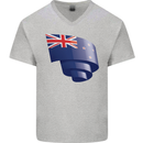 Curled New Zealand Flag Zealander Kiwi Day Mens V-Neck Cotton T-Shirt Sports Grey