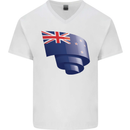 Curled New Zealand Flag Zealander Kiwi Day Mens V-Neck Cotton T-Shirt White