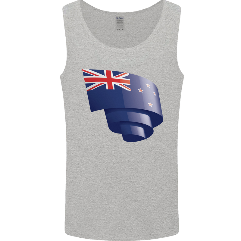 Curled New Zealand Flag Zealander Kiwi Day Mens Vest Tank Top Sports Grey