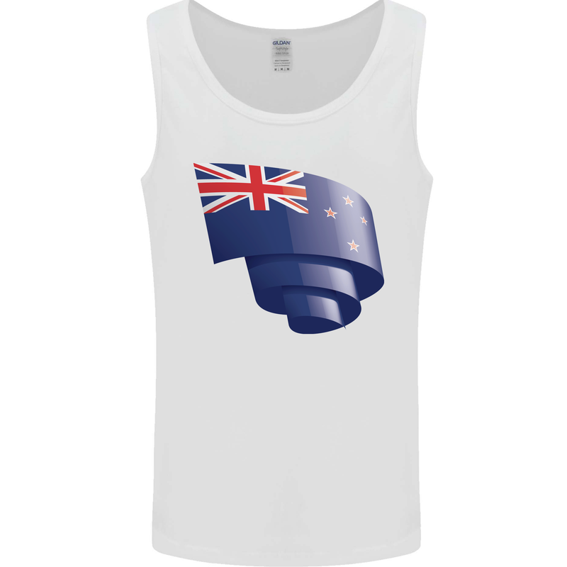 Curled New Zealand Flag Zealander Kiwi Day Mens Vest Tank Top White