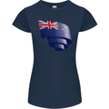 Curled New Zealand Flag Zealander Kiwi Day Womens Petite Cut T-Shirt Navy Blue