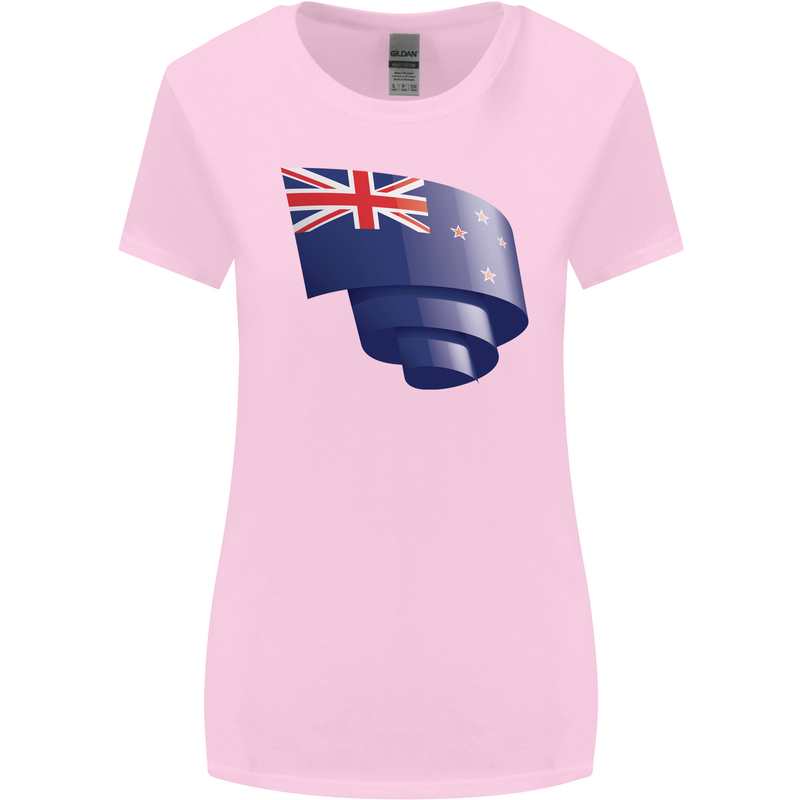 Curled New Zealand Flag Zealander Kiwi Day Womens Wider Cut T-Shirt Light Pink
