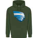 Curled Nicaragua Flag Nicaraguan Day Football Childrens Kids Hoodie Forest Green