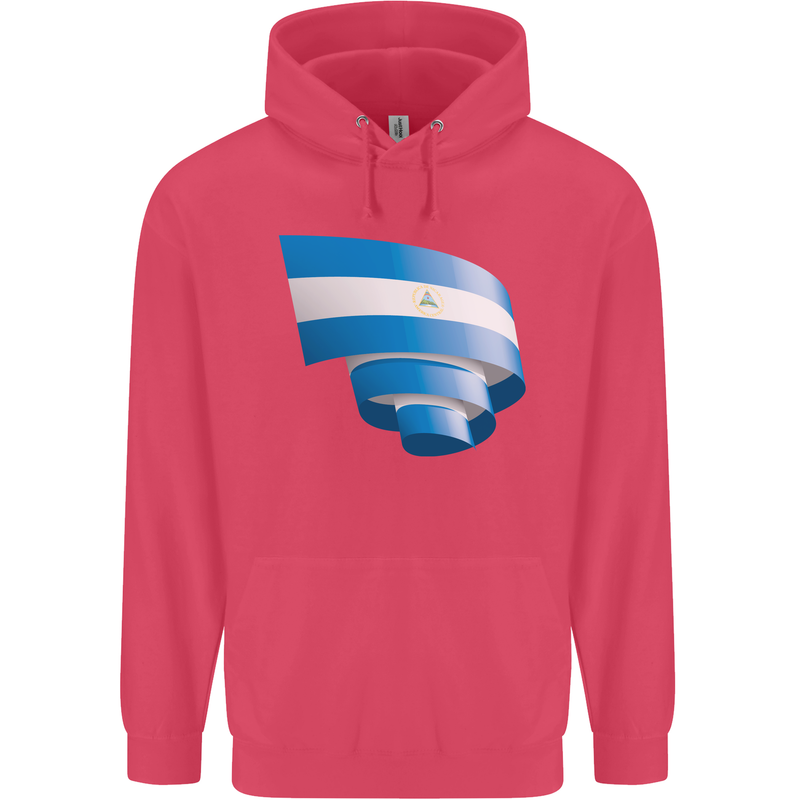 Curled Nicaragua Flag Nicaraguan Day Football Childrens Kids Hoodie Heliconia