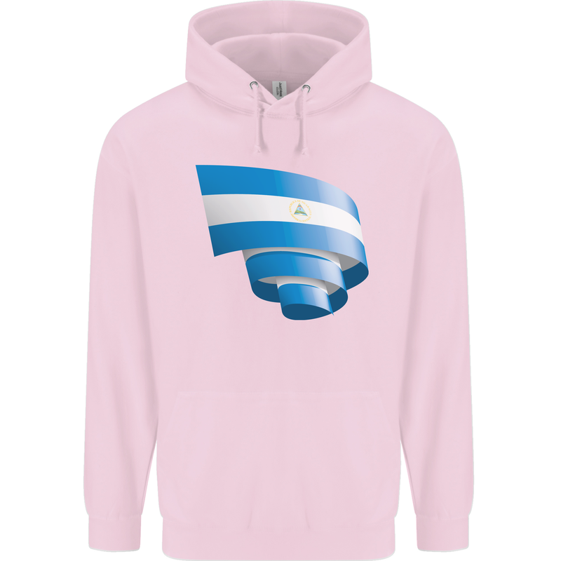 Curled Nicaragua Flag Nicaraguan Day Football Childrens Kids Hoodie Light Pink