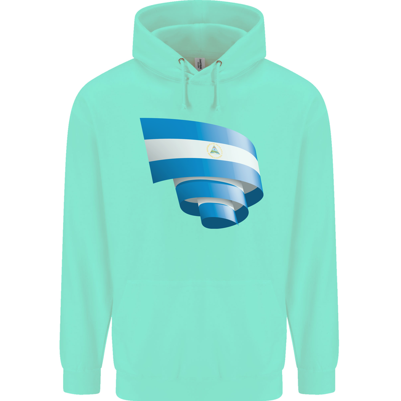 Curled Nicaragua Flag Nicaraguan Day Football Childrens Kids Hoodie Peppermint